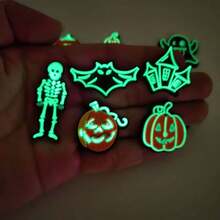 6pcs/12pcs Halloween Party Glow-In-The-Dark Shoe Charms, Made Of Soft PVC Rubber Material, Absorbs Light For 2 Hours For Better Glowing Effect, Suitable For Home Decor, Halloween, Party Gifts, Birthday Gifts, Compatible With Sneakers, Canvas Shoes, Clogs, Basketball Shoes, Training Shoes, Running Shoes And Other Shoe Types. Unisex, Especially Suitable As Birthday Party Gifts Or Back To School Gifts. Product Color And Style Randomly Matched, Images For Reference Only, Actual Product May Vary. - Black - View 8