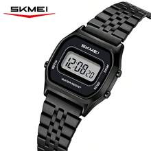 Skmei 2651 男士奢華電子錶，鍍金不鏽鋼錶帶，纖薄復古運動世界時尚腕錶 - 均碼 - 查看 13