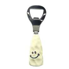 3pcs Cute Smiling Face Beer Bottle Opener, Plastic Handle With Ceramic-Like Finish, Upright Bottle Opener, Creative Stainless Steel Opener - Multicolor - View 5