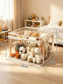 Transparent Zipper Doll Storage Box, Portable Visible Organizer Bin, Suitable For Plush Toys, Baby Supplies, Children's Miscellaneous Items - Multicolor - View 8