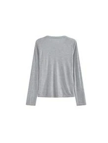 Women's American Style Pearl Rhinestone Long Sleeve T-Shirt, Slim Fit Thin Sun Protection Cover-Up, Summer Early Autumn - Grey - View 7