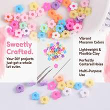 1 Pack 50g Macaron Mixed Color Mini 5-Petal Flower Soft Clay Slices, DIY Cream Glue Phone Case Hair Clip Filler Accessories, Colorful Flower Soft Clay Stickers DIY Handmade Material - Multicolor - View 7
