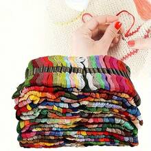 50pcs/100pcs 50 Colors/100 Colors 6-Strand 8m Cross Stitch Embroidery Thread, Handmade Weaving DIY Colorful Embroidery Thread, Polyester Cotton Thread (Random Color) - Set A - View 1