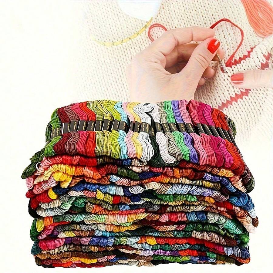 50pcs/100pcs 50 Colors/100 Colors 6-Strand 8m Cross Stitch Embroidery Thread, Handmade Weaving DIY Colorful Embroidery Thread, Polyester Cotton Thread (Random Color) - Set A - View 1