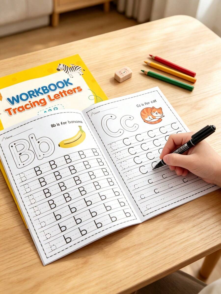 1pc A-Z Uppercase And Lowercase English Letter Tracing Book, 26 Letters Writing Notebook, Pen Control Training Workbook, Ideal Learning Supplies For Home And School, Also As Christmas/Thanksgiving/New Year Gift, Handwriting Practice Book, Back To School Essential - Multicolor - View 1