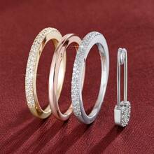 Multi-Layer Ring + Brooch Design With Sparkling Zirconia Stones, Choose Preferred Color To Match Daily Outfits And Party Accessories - Silver - View 14