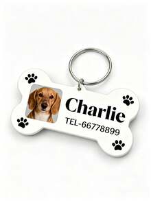 Custom Bone-Shaped Pet ID Tag, Can Print Photo, Name, Contact Phone, Anti-Lost Dog Identity Tag, Metal Pet Pendant, Cat & Dog Collar Tag, Pet Accessory Gift, Personalized Pet Acrylic Accessory, Puppy ID Tag Can Customize /Text Suitable For Anti-Lost Label, Identity Identification Tag, Commemorative Gift - Multicolor - View 5