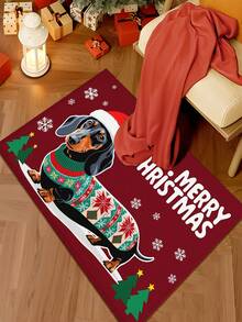 1 buah Keset Lantai Motif Anjing Dachshund dengan Topi Natal, Bahan Kasmir Imitasi yang Lembut dan Nyaman, Mudah Dibersihkan dan Dapat Dicuci dengan Mesin, Cocok untuk Kamar Mandi, Dapur, Lorong, Kamar Tidur, Pintu Masuk dan Area Lainnya, Dekorasi Rumah, Karpet Dekorasi Liburan Natal, Sempurna untuk Menciptakan Suasana Meriah di Rumah - A - View 8