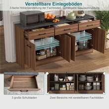Sideboard Buffet Brown - Adjustable Shelves 160cm - Walnut - View 6