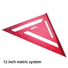 12-Inch Woodworking Triangle Ruler, Woodworking Angle Measuring Tool, Aluminum Alloy Scale Ruler With Angle Protractor And Metric Scale, Durable Metal Construction, Metric, Suitable For Home Decor And Design Projects - 12-inch - View 13