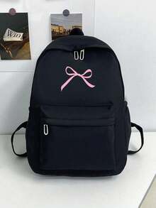 Bowknot Print Backpack, Minimalist Fashion Large Capacity Casual Commute Backpack, Laptop Bag Travel Backpack Back To School Essential Suitable For Middle School, High School And College Students - Multicolor - View 9