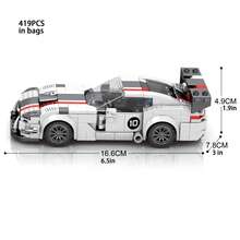 361pcs White Building Blocks Car Set, 14+ Creative Toy, DIY Car Model Kit, Car Model Kit, City Tech Champion Cup Series, Suitable As Birthday, Halloween, Christmas Gifts, Also For Collection And Home Decor - Multicolor - View 9