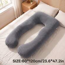 AVXLRQ Cooling U-Shaped Pregnancy Pillow, Full Body Support Maternity Pillow, Removable Polyester Pillowcase, Machine Washable, Soft And Comfortable - Navy Blue - View 2
