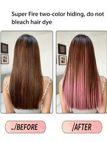 3pcs Women's Synthetic Long Straight Rainbow Hair Extensions, Halloween Dual-Tone Highlight Invisible Hair Pieces, Clip-In Hair Extensions, Ear-Hanging Hair Pieces, Highlight Hair Extensions, One-Piece Dopamine Colorful Gradient Hair Extensions, Seamless Volume Hair Extensions - Multicolor - View 5