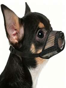 1pc Anti-Bite Mesh Muzzle For Short-Nosed Dogs, Suitable For Small To Medium Dogs, With Breathable Opening, Applicable To Brachycephalic Breeds Like Corgi And Pomeranian - Black - View 1
