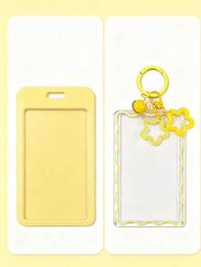 Transparent ID Card Holder With Star Bell Keychain, Durable And Fashionable, Designed For Women. Made Of Playful And Practical Plastic Structure, Essential For Campus Life, Beautiful Design, Equipped With Star Bell Buckle, Can Store ID Card, Bank Card, Bus Card And Keys, Essential ID Protection Holder For Campus Life, Essential For Students, Practical And Fashionable, Fashionable Keychain, Suitable For ID Card, Credit Card, Bus Pass And Keys, Back To School Season, Graduation Season, Teacher's Day - Multicolor - View 5