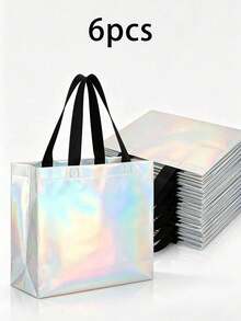 1-12pcs Large 12.6 Inch Holographic Non-Woven Gift Bags, Suitable For Weddings, Birthdays, Christmas - Multicolor - View 13