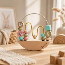 1pc Wooden Bead Maze Toy, Garden Butterfly Rabbit Design Balance Bead Game, Toddler Sensory Education Toy, Children Learning Gift - Multicolor - View 4