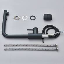 Matte Black Kitchen Mixer Taps Pull Out Spray Head Single Lever Mono Sink Faucet - Black - View 5
