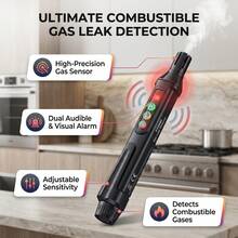 Portable Pen-Type Gas Leak Detector With Audible And Visual Alarm For RV, Home, Detection Range 50-1000 PPM - Black - View 2