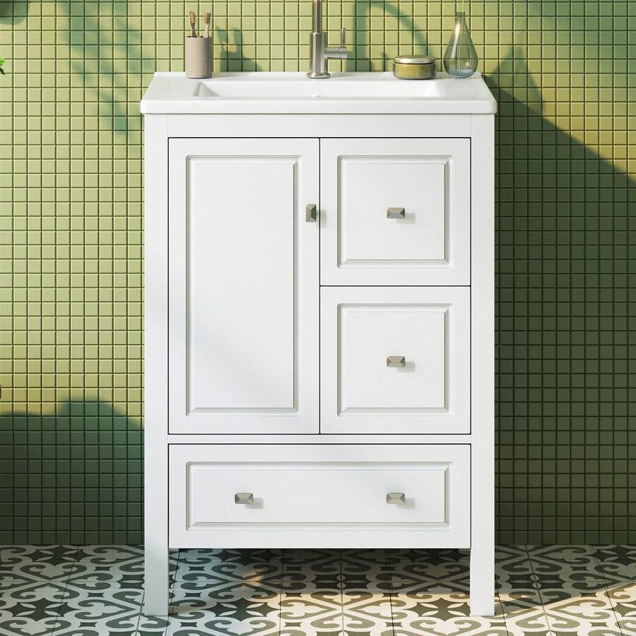Wall Mounted Vanity Unit White 62x47x90cm - 白色 - 查看 1