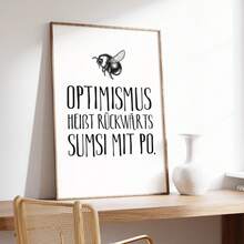 1pc Frameless Vintage Bee German Quote Wall Art Dorm Gift - Multi-color - View 1