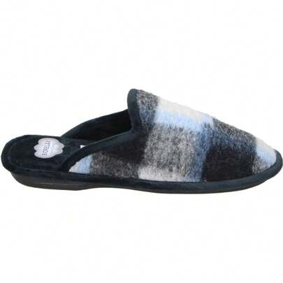 COSDAM | Men's Slip-On House Slippers – Black Slippers With Blue Plaid – Slip-On – Comfortable – Comfort – Relax – Model 1402