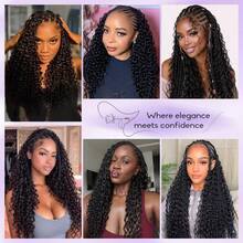 AMECIRE Miracle Knots Feather Crochet Human Hair 16-24 Inch Deep Wave Crochet Hair | 100g Pre-Separated Invisible Knots Lightweight, Reusable Natural Black Hair Extensions For Women - Natural Black - View 8