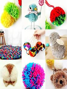 5/1pc Pom‑Pom Maker Set,Plush Toy Ball Make, Knitting Tool Set, DIY Handmade Woolen Ball Knitting Needle Craft, Including Thread Scissors And Scissors,Weaving Tools, DIY Crafts, Hat And Scarf Decorations, Pendant Makers - Multicolor - View 6