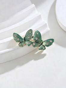Retro Double Butterfly Crystal‑Set Enamel Brooch Clothing Decor Lapel Pin - Butterfly - View 7