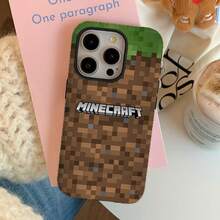Retro Pixel Game Style Minecraft Dirt Grass Block Pixel Texture Brown‑Green Block Pattern Slim Square‑Edged Raised Camera Edge Precise Lens Cutout Anti‑Fingerprint Shockproof Cell Phone Back Cover, Minecraft 3D Logo Graphic Game Fan Merch Gaming‑Lover Accessory Teen Boys Girls Birthday Holiday Gift Daily‑Use Outdoor Game Party Smartphone Protective Shell - Multicolor - View 2