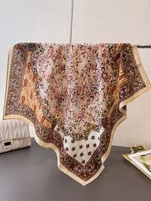 極簡印花 70cm 方巾，春季新款，百搭女款腰帶、包包裝飾、緞帶、頭巾、髮飾、時尚圍巾 - 彩色 - 查看 2
