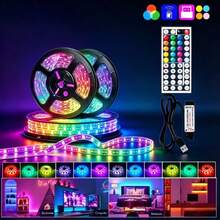 12LEDs/M RGB LED Strip USB Color Changing LED Night Light 44-Key Remote Control Suitable For TV Screen Desktop Backlight Bedroom Home Party Halloween Christmas Decoration - RGB - View 2