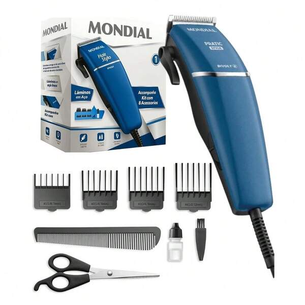Máquina de Cortar Cabelo e Barba Mondial Pratic Style CR-10 Bivolt 127V e 220V Aparador Corpo Multifuncional