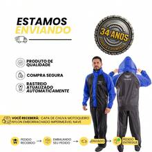 Capa De Chuva Motoqueiro Nylon Emborrachado Impermeável Nave - A - Visão 7