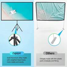 Tripod Projector Screen With Stand 60" , 72" 4:3 , 16:9 4K HD Projection Screen Stand Wrinkle-Free Height Adjustable Portable Screen For Projector Indoor Outdoor For Movie, Home Cinema, Gaming - View 5