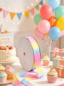 10 Yards/Roll Rainbow Gradient Single-Sided Velvet Ribbon, Suitable For Floral Packaging, Gift Box Decoration And Bow Making, Christmas, Halloween - Multicolor - View 9