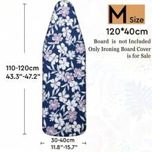 1pc Universal Ironing Board Cover/Replacement Fabric, 6 Sizes Available, Elegant Blue Floral Pattern, Stain-Resistant & Heat-Resistant, Heat Protection Ironing Board Cover Suitable For Ironing Table, Durable & Washable Fabric, Fashionable Laundry Room Home Decor Accessory, Perfect For Hotel, B&B, Home, Laundry Room, This Product Only Includes Ironing Board Cover - Blue Background With White and Purple Flowers - View 16