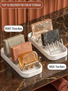 Wavy Soap Dish Drain Rack, Bathroom Soap Holder Drain Rack, Stainless Steel Kitchen Drain Rack, Countertop Sponge Cleaning Cloth Drain Rack (Beside Sink), Quick Drainage, Keeps Countertop Dry, Securely Holds Sponges And Steel Wool - Multicolor - View 4