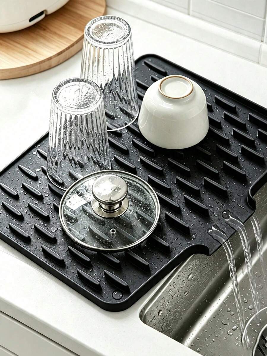 Non-Slip Kitchen Drain Mat, Multi-Functional Drain Mat With Built-In Drainage Design, Heat-Resistant And Easy To Clean, Suitable For Countertops, Sinks, Refrigerators, Keeps Kitchen Dry, Kitchen Storage - Multicolor - View 1