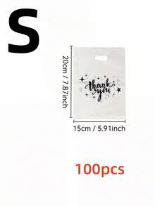 100pcs White Plastic Gift Bags With Printed Thank You Design, 3 Sizes Large Medium Small, Thick Durable Reusable, Suitable For Retail Packaging, Holiday Gift Wrapping, Commercial Packaging Essential, Christmas Thank You Gift Packaging - Multicolor - View 9