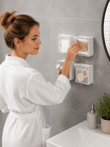 1/2/4pcs Wall-Mounted Storage Boxes - Cosmetic Organizer,Jewelry Box, Plastic Storage Rack, For Organizing And Storing Floss, Hair Ties, Hair Clips, Powder Puffs And Other Items. Suitable For Home, Dorm, Room Decor, Also As Christmas Or Holiday Gifts - Multicolor - View 2