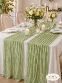 Solid Color Pleated Table Runner, Soft Lightweight Polyester Gauze Texture Dining Table Decor, Elegant Draping Texture, Suitable For Weddings, Receptions, Birthday Parties, Family Dinners, Banquets, Kitchen, Dining Room And Seasonal Home Decor - Style a - View 13