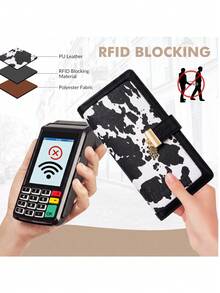 Pomelo Best Dompet Panjang Kulit PU Motif Sapi Terbaik Pomelo dengan Pemblokir RFID, 12 Slot Kartu, Jendela ID, Gesper untuk Wanita, Dompet Kecil untuk Wanita - MultiWarna - View 6