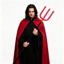Adult Halloween Grim Reaper Costume Set, Black Hooded Cloak, Party Masquerade Role Play Decoration Props Set - Multicolor - View 8