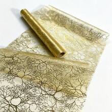 1pc Shiny Gold Foil Branch Table Runner, (Gold) Branch Mesh Tablecloth Table Mat, Bohemian, Suitable For Romantic Wedding, Bridal Shower Party And Birthday, Valentine's Day, New Year Party, Holiday And Daily Home Decor - Gold - View 8
