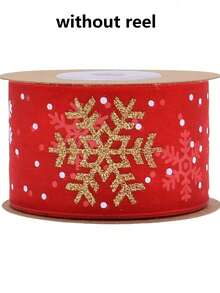 5 Yards Multi-Size Snowflake Textured Wired Edge Ribbon Roll, Shiny Tulle Organza Fabric Tape, Available In Red And Ice Blue, Suitable For Winter Holiday Gift Wrapping, Wreath Decoration, Bow Making And DIY Craft Projects - Ribbon - View 10