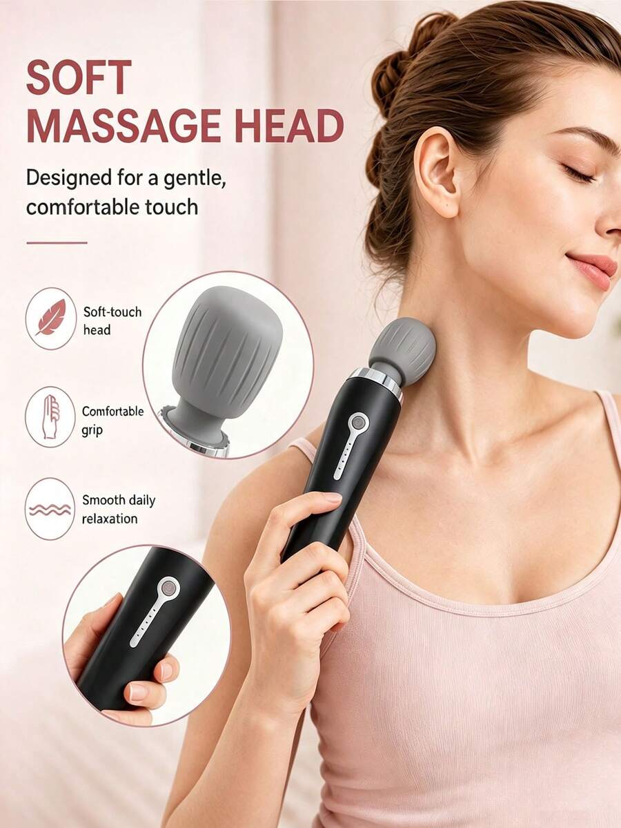 Portable Wireless Muscle Massager, Soft Silicone Massage Head, High Torque Motor, 7mm Deep Penetration To Relieve Muscle Tension, Multi-Speed Adjustment, 240g Lightweight Pocket Design, USB-C Charging, Quiet Operation, Relax Anytime