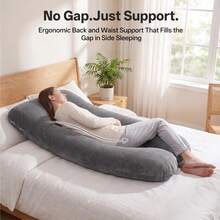 AVXLRQ Cooling U-Shaped Pregnancy Pillow, Full Body Support Maternity Pillow, Removable Polyester Pillowcase, Machine Washable, Soft And Comfortable - Navy Blue - View 3