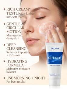 MOOYAM MÔOYAM Retinol Face Cleanser, Gentle Foaming Facial Cleanser For Deeply Cleansing Dirt & Impurities, Refine & Smooth Skin Texture, Refreshing Daily Facial Wash For Face Skin Care - RETINOR FACE CLEANSER - View 5
